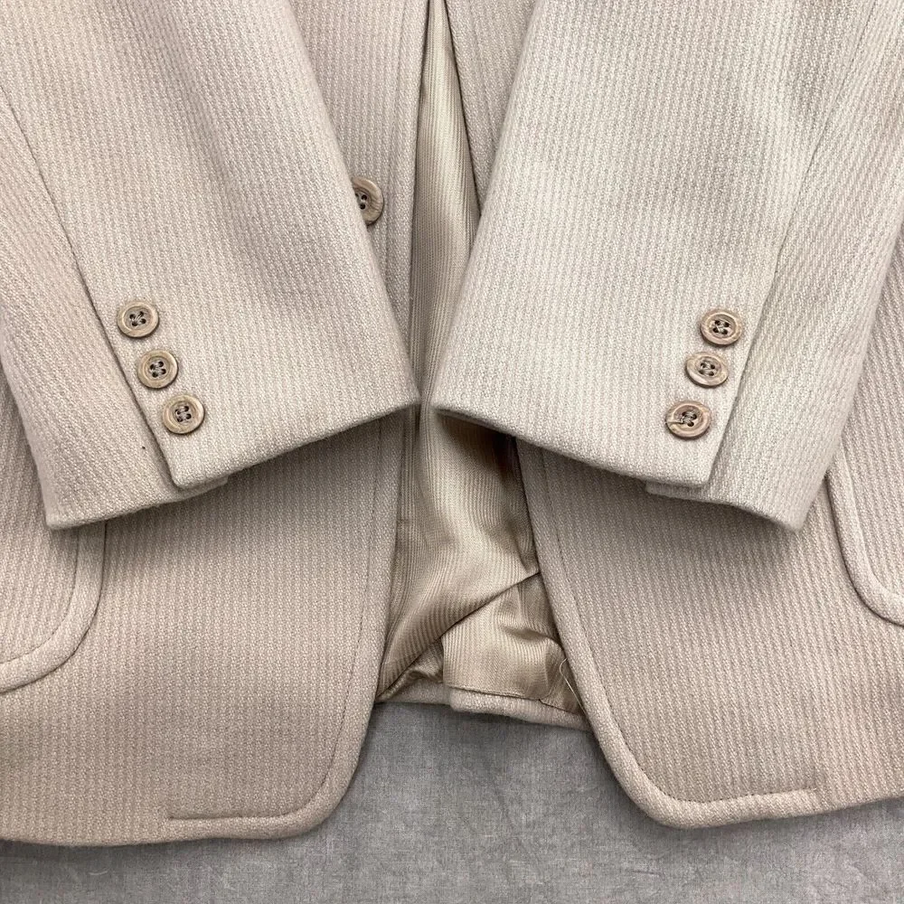 Bachrach Blazer Men‎ 42 Tall Long Beige Wool Cashmere Classic Jacket Russia